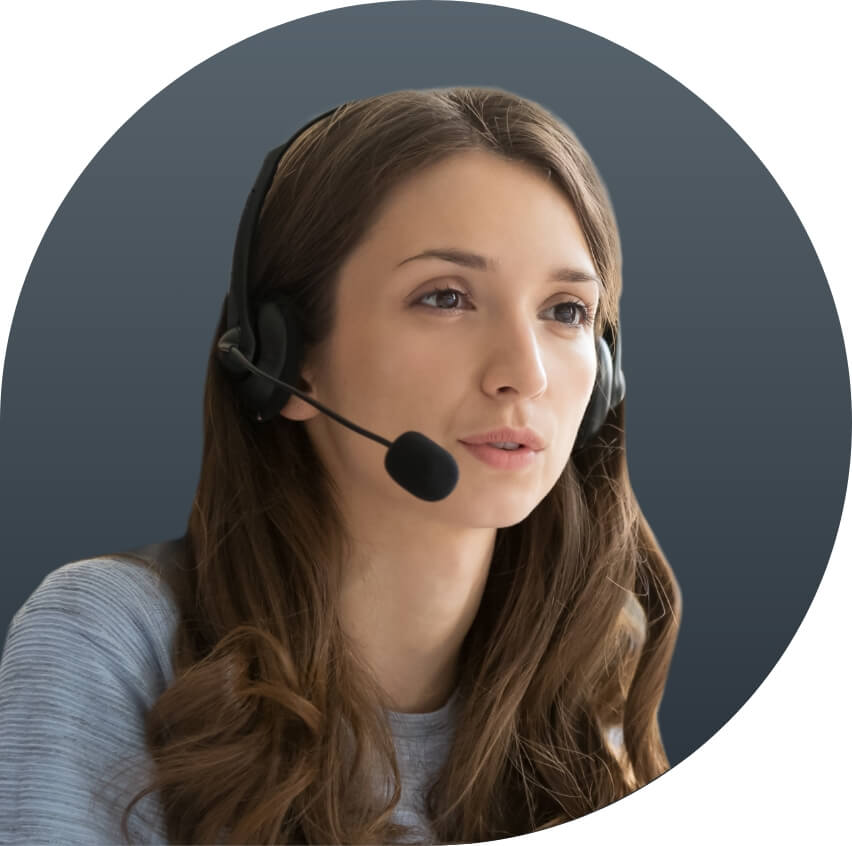 A mental health contact center rep with headset providing support